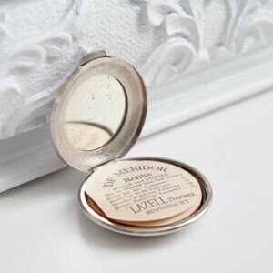 Antique 1920's Art Deco Mirrored Compact Round De Meridor Antique Rouge Compact